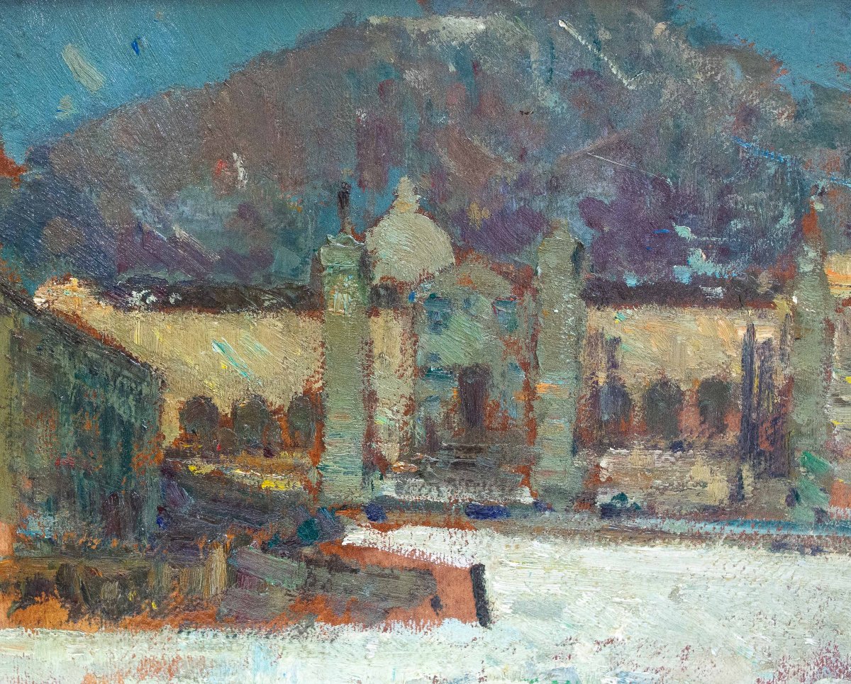 Alessandro Lupo, “oropa,” Oil On Cardboard, 20th Century-photo-8