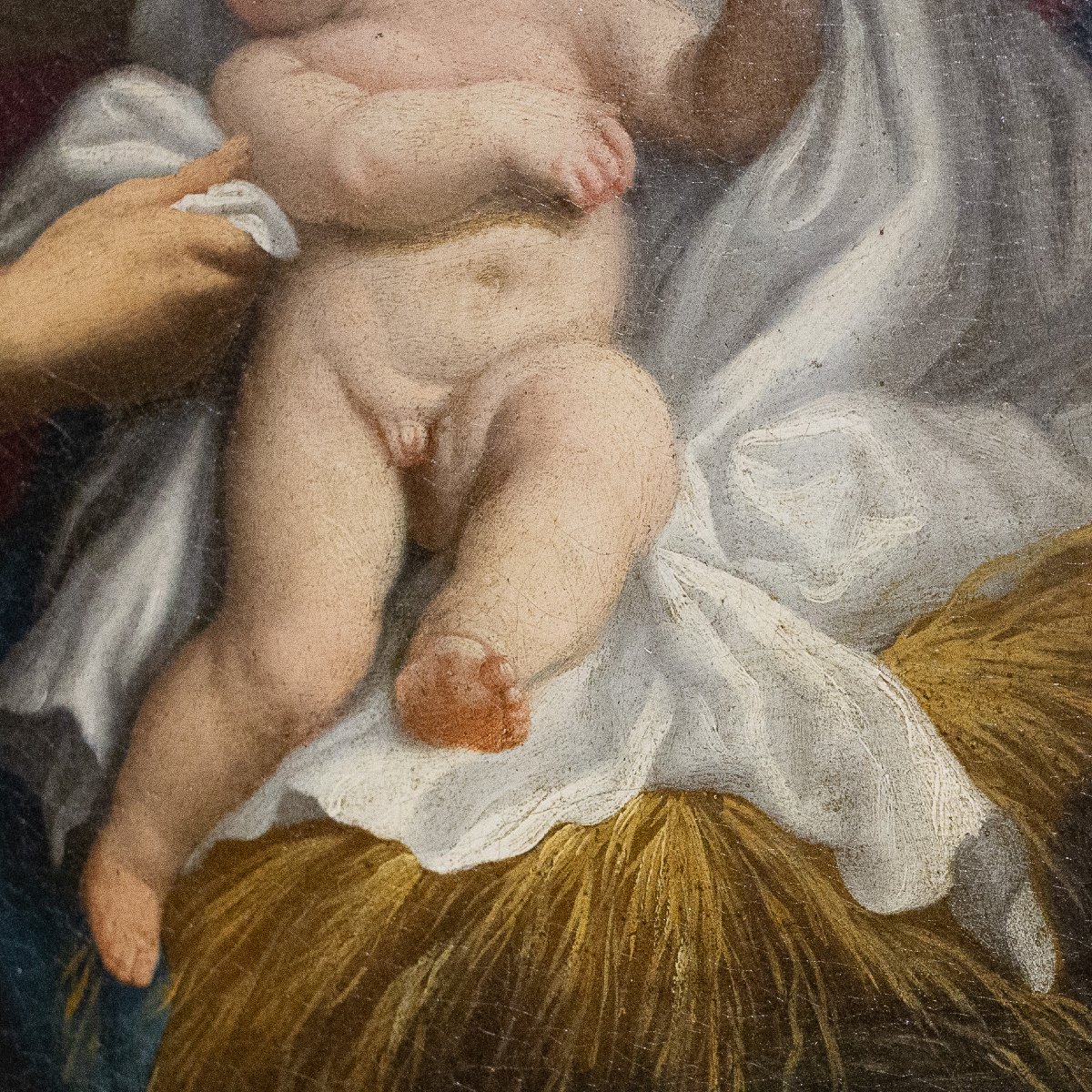 Domenico Piola, “holy Family,” Oil On Canvas, 17th Century-photo-1