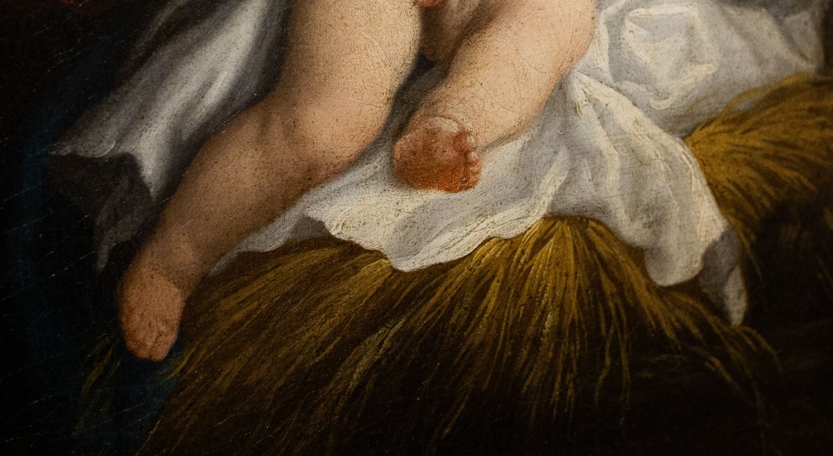 Domenico Piola, “holy Family,” Oil On Canvas, 17th Century-photo-5