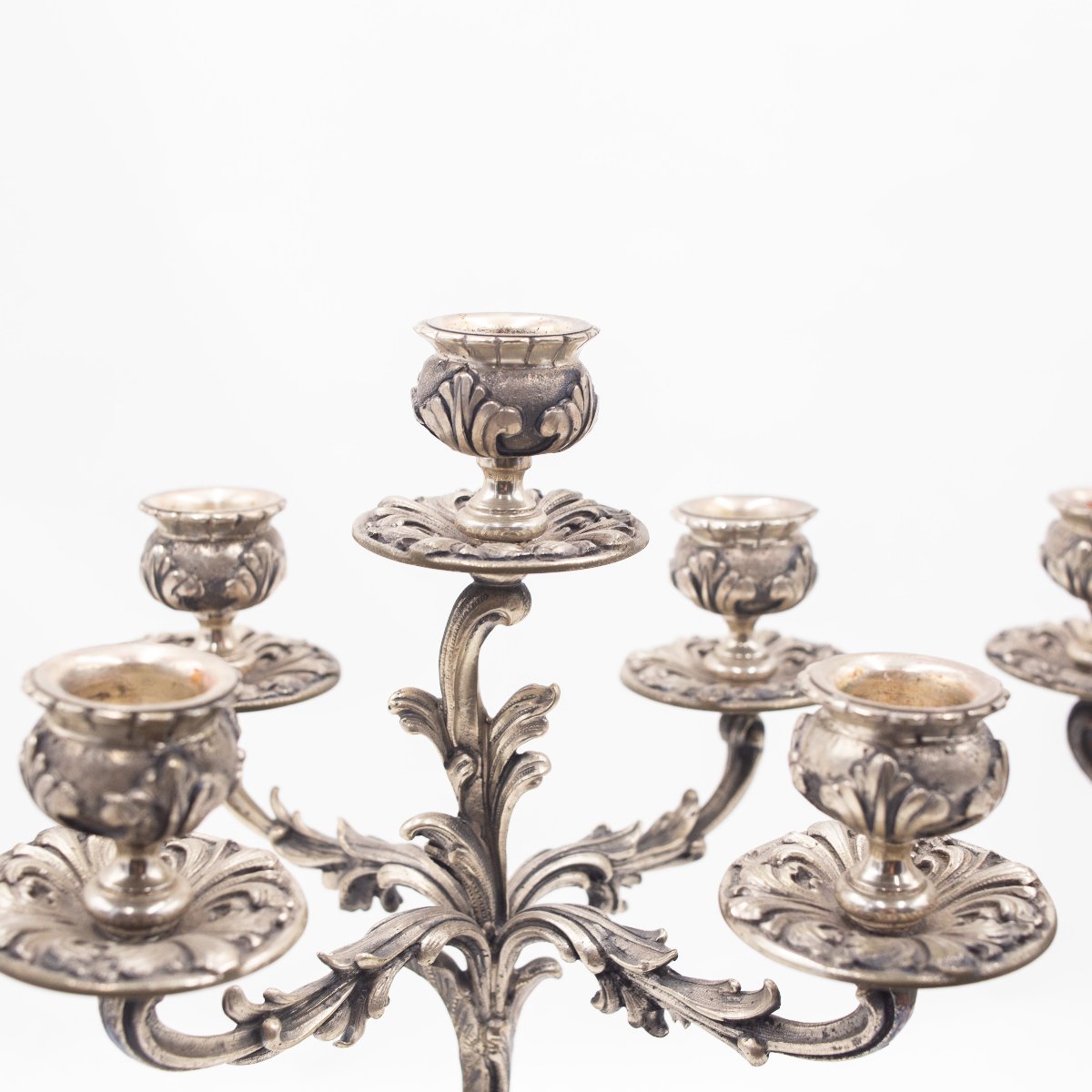 Pair Of Baroque-style Candlesticks, 19th-century Silver, Early 20th Century-photo-3