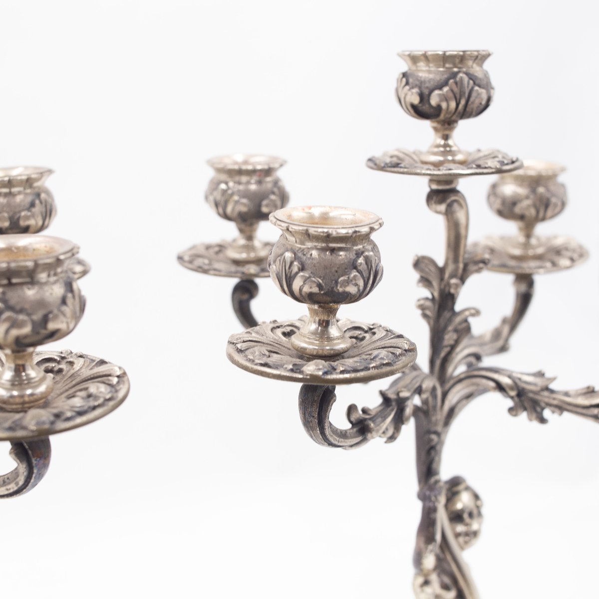Pair Of Baroque-style Candlesticks, 19th-century Silver, Early 20th Century-photo-6