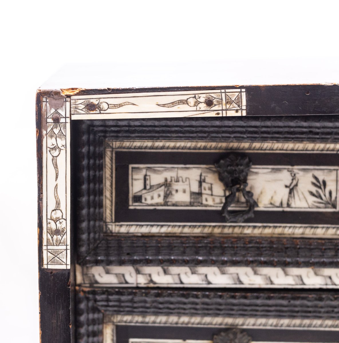 Monnayeur en bois noirci et incrustations en os, époque XIXe siècle -photo-4