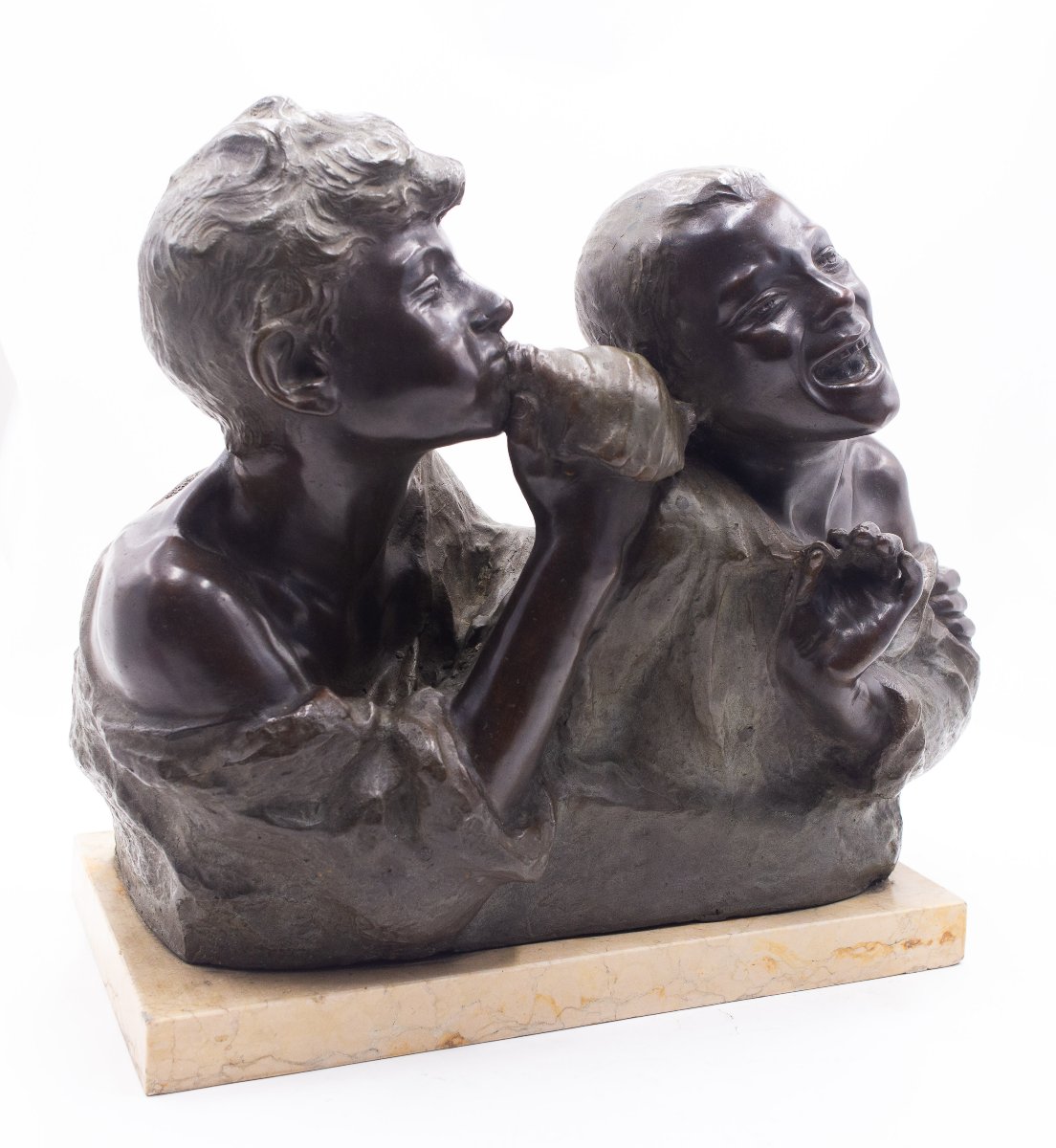 Vincenzo Aurisicchio, « Les garçons et le coquillage », en bronze, fin du XIXe siècle-photo-4