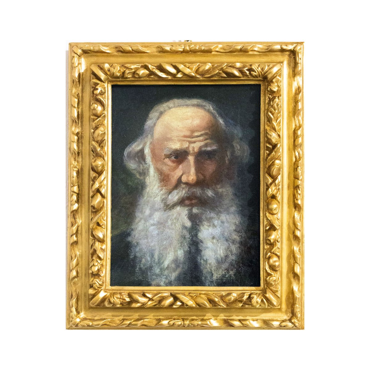 « Portrait d'un vieil homme », huile sur bois, XIXe siècle-photo-3
