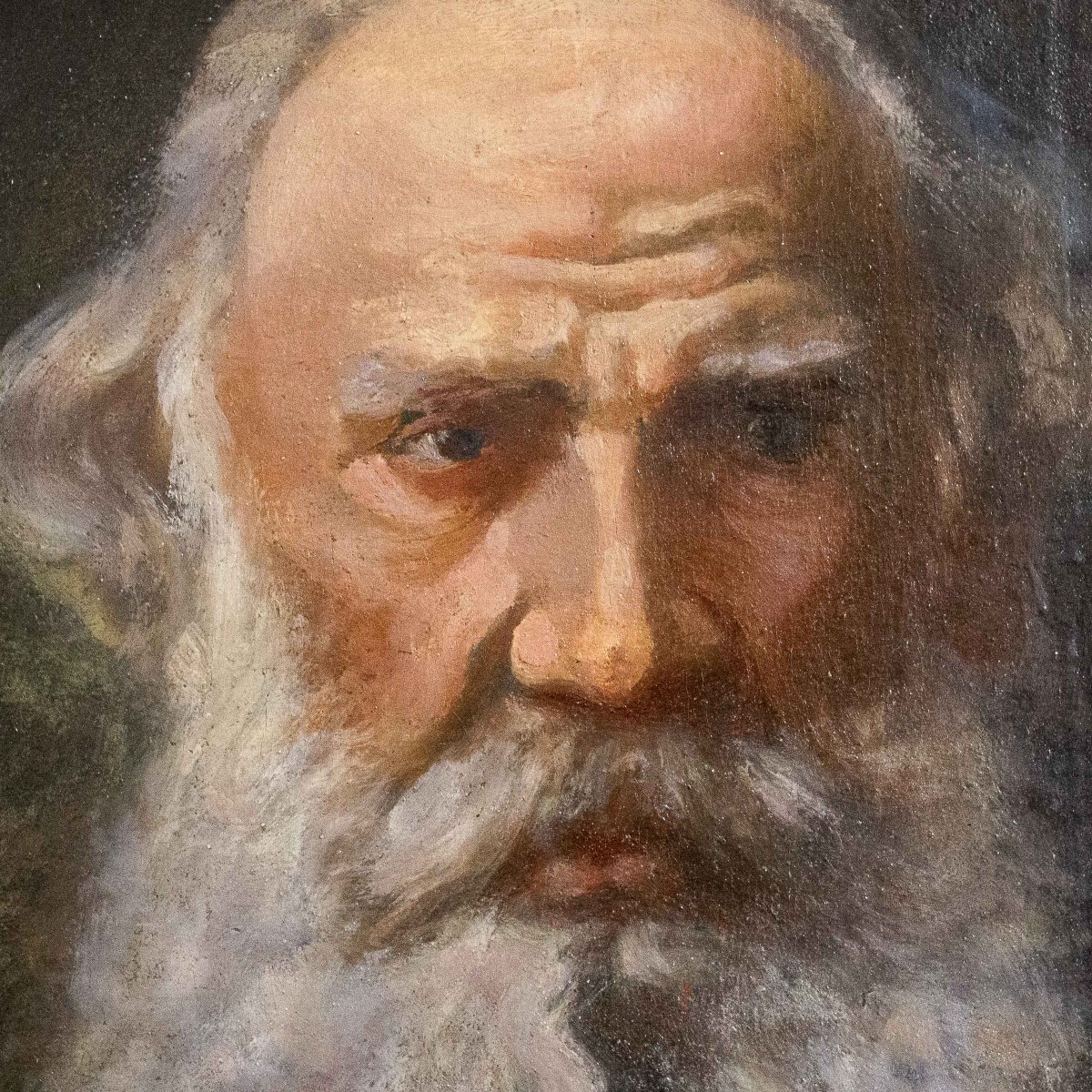 « Portrait d'un vieil homme », huile sur bois, XIXe siècle-photo-1