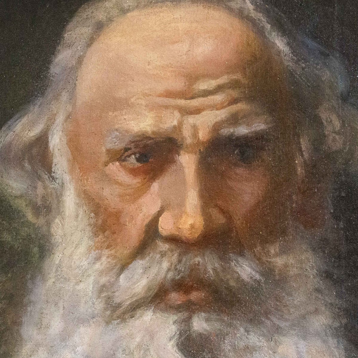 « Portrait d'un vieil homme », huile sur bois, XIXe siècle-photo-2