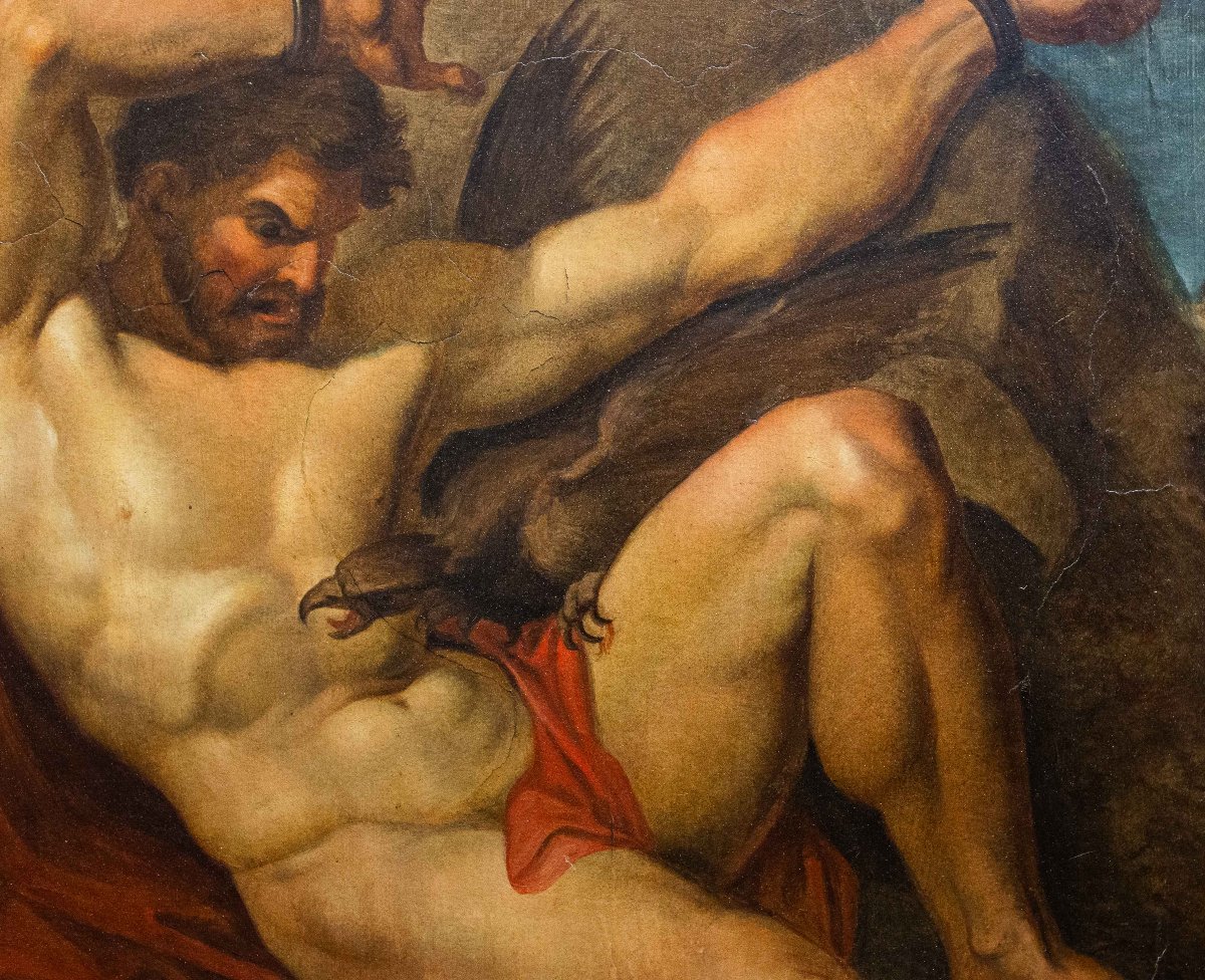 Antonio Ciseri, « Prométhée enchaîné », huile sur papier, XIXe siècle-photo-2