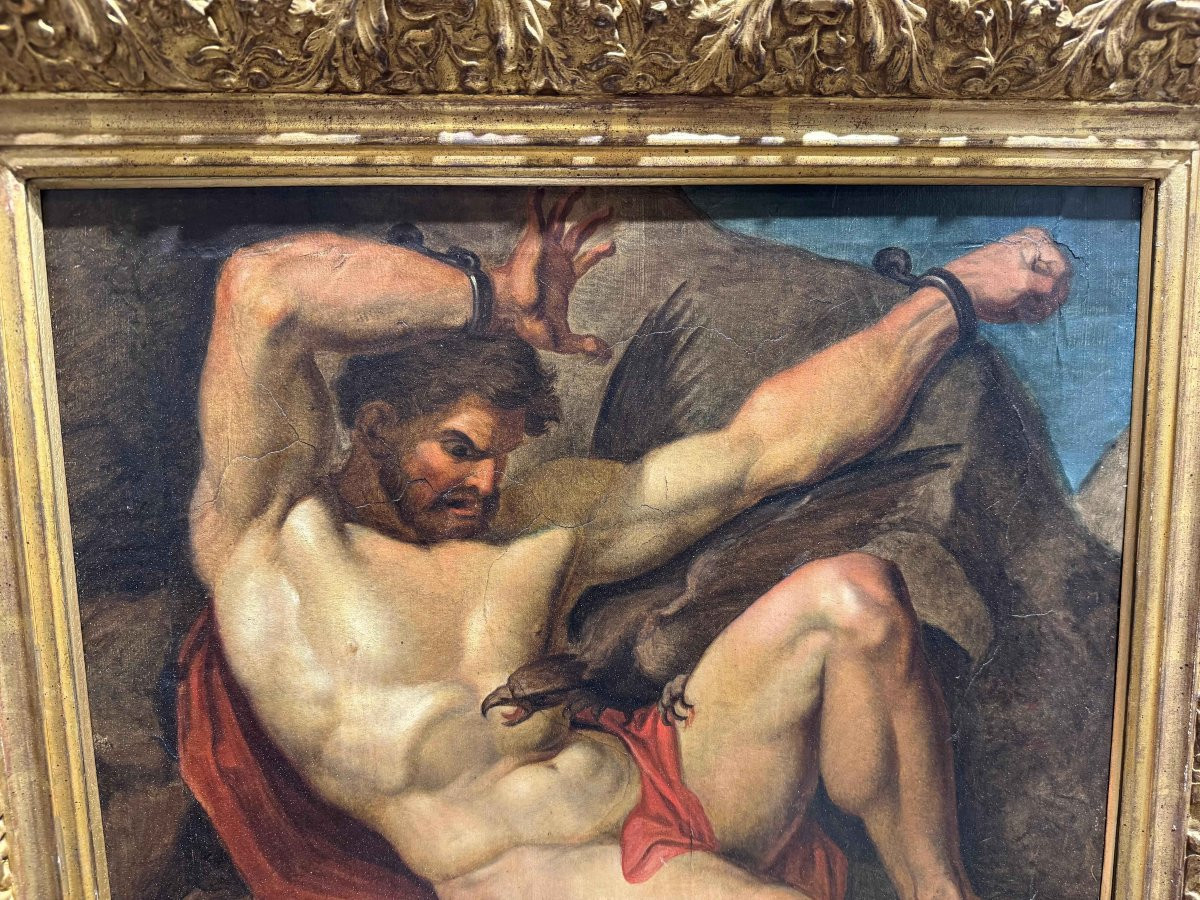 Antonio Ciseri, « Prométhée enchaîné », huile sur papier, XIXe siècle-photo-7