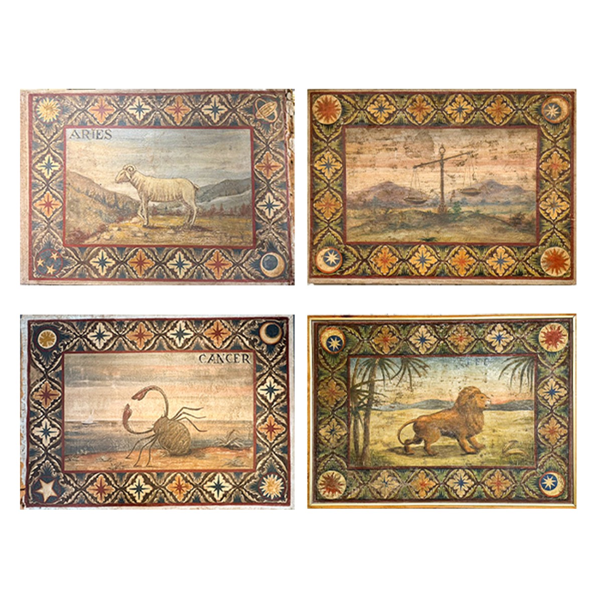 Série d'arrachés originaux du XVIIIe siècle Signes du zodiaque