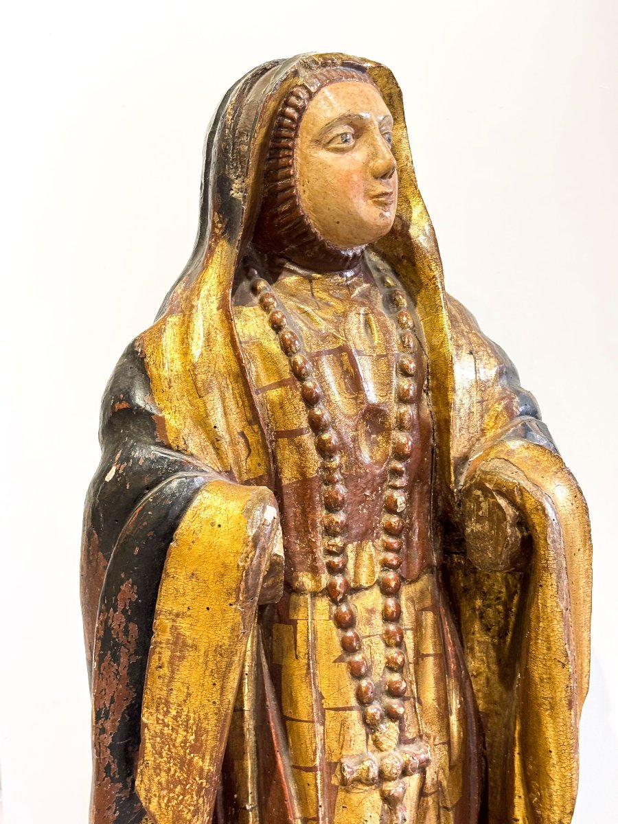 « Sainte en prière », sculpture en bois polychrome, XVIIe siècle-photo-8