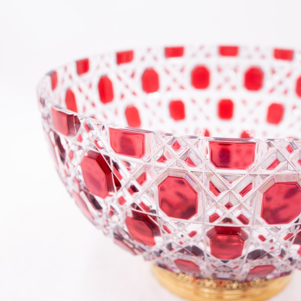 Fabergé Paris, Red And Clear Crystal Bowl, Signed, 20th Century-photo-3
