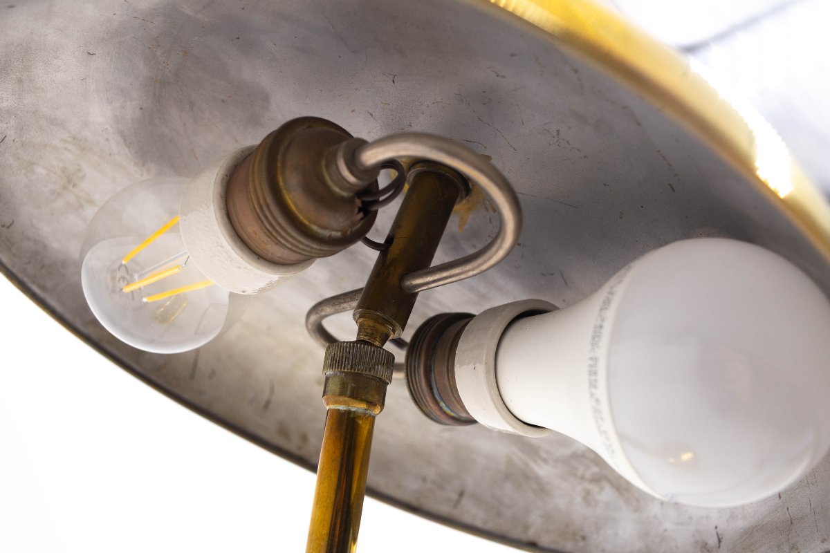 Giovanni Michelucci pour Lariolux, lampe en laiton, années 40-photo-3