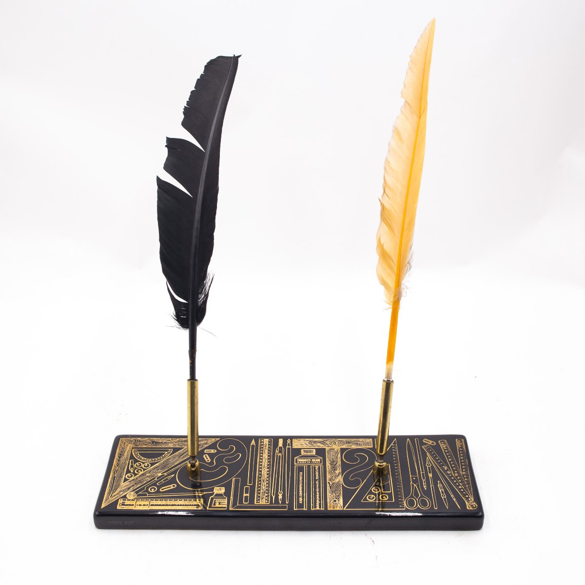 Piero Fornasetti, ensemble de bureau, céramique et laiton, signé, années 50-photo-8