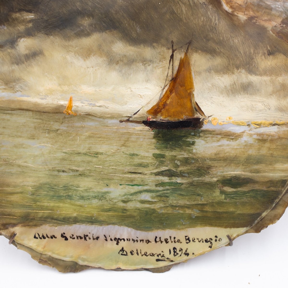 Coquillage peint par Lorenzo Delleani, signé – 1894  -photo-3
