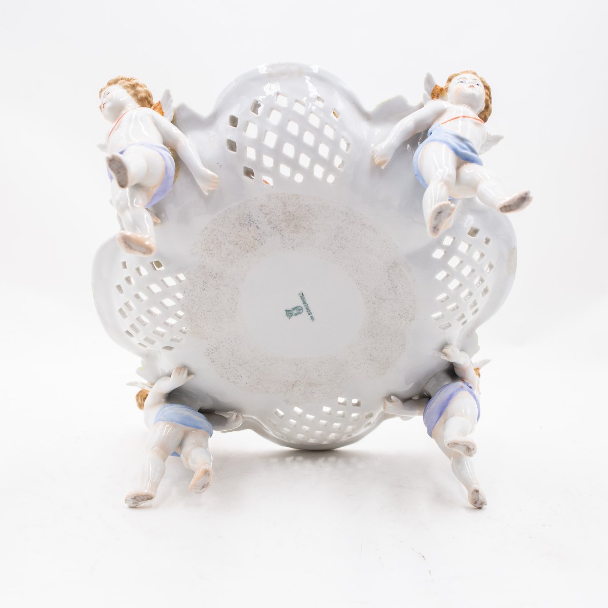 Manufacture Von Schierholz, centre de table figuratif avec chérubins, époque 1900-photo-3