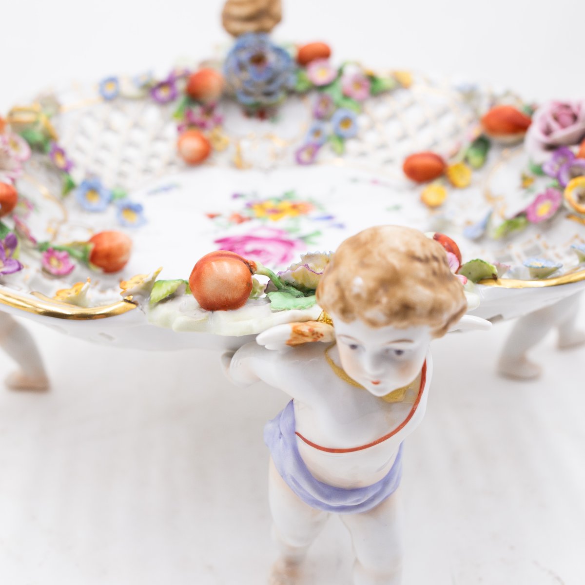 Manufacture Von Schierholz, centre de table figuratif avec chérubins, époque 1900-photo-4