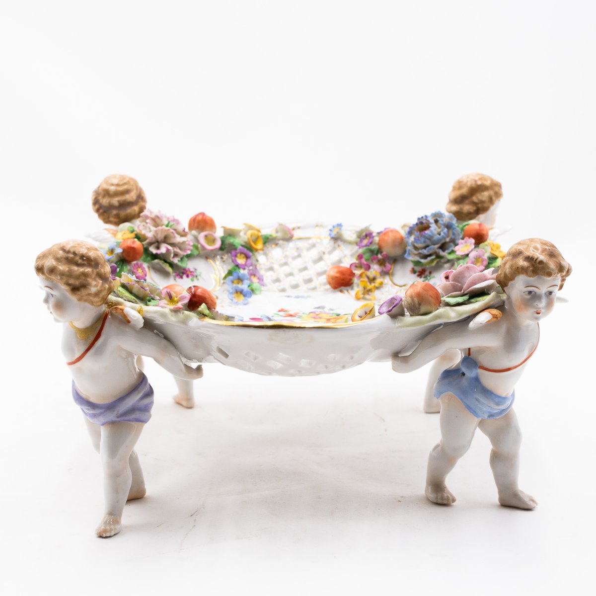 Manufacture Von Schierholz, centre de table figuratif avec chérubins, époque 1900-photo-8