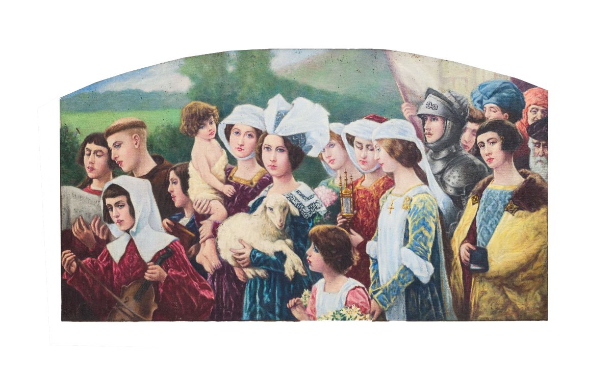 By Cesare Saccaggi, “il Voto” (the Vow), Oil On Canvas, Signed G. Rigotto, 1950s-photo-2