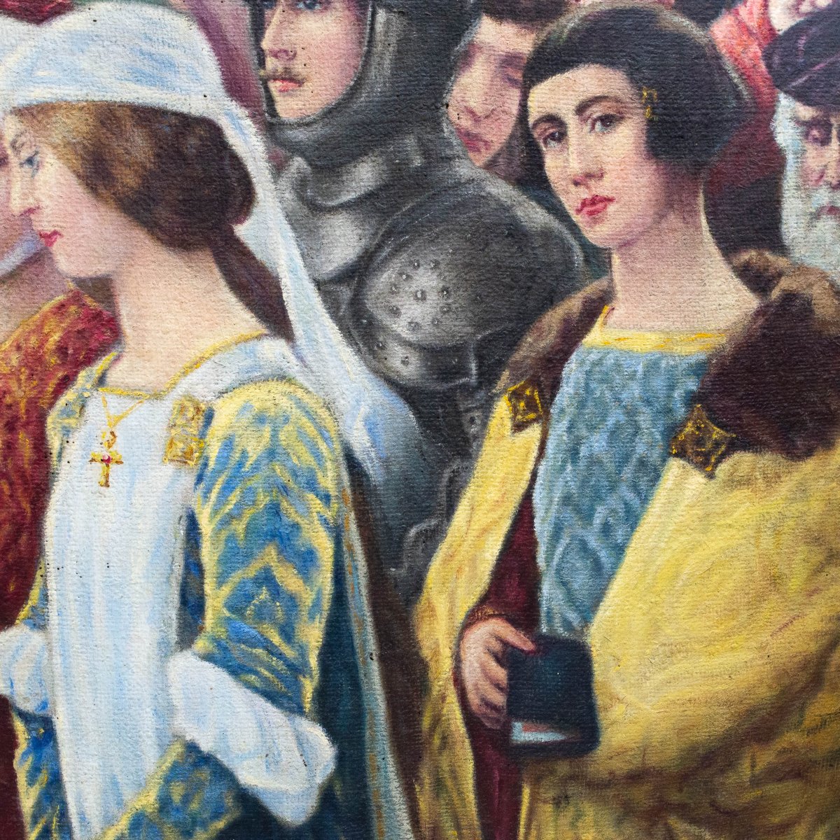 By Cesare Saccaggi, “il Voto” (the Vow), Oil On Canvas, Signed G. Rigotto, 1950s-photo-7