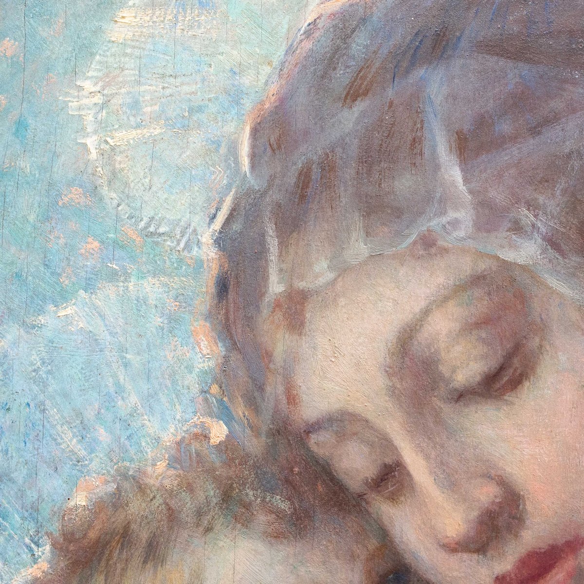 Giuseppe Duodo, Madonna And Child, Oil On Panel, Early 20th Century-photo-5