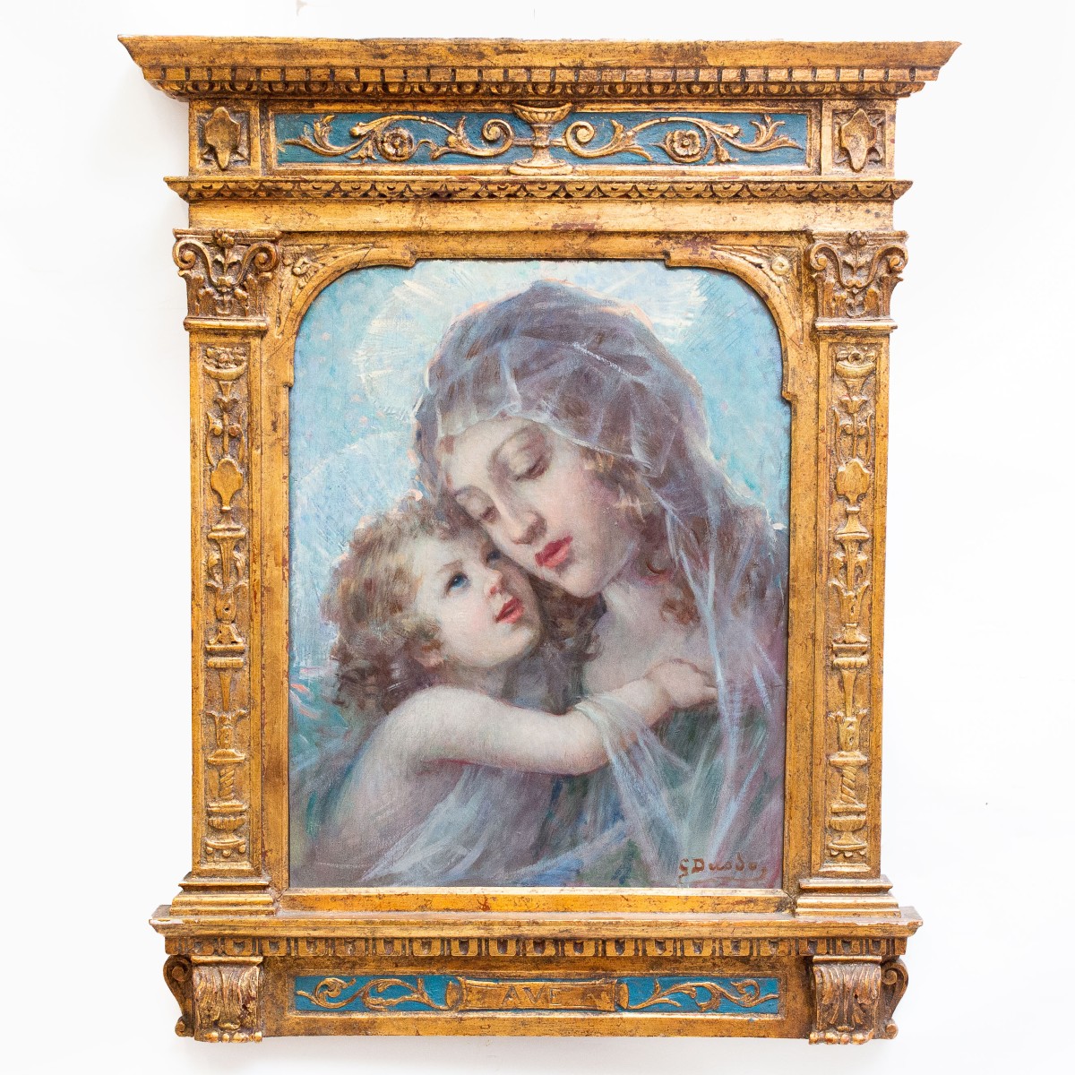 Giuseppe Duodo, Madonna And Child, Oil On Panel, Early 20th Century