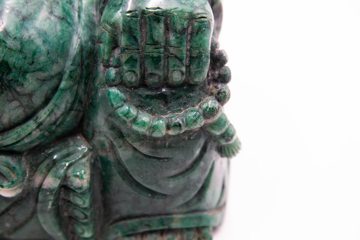 Bouddha rieur, en jade, début du XXe siècle-photo-3