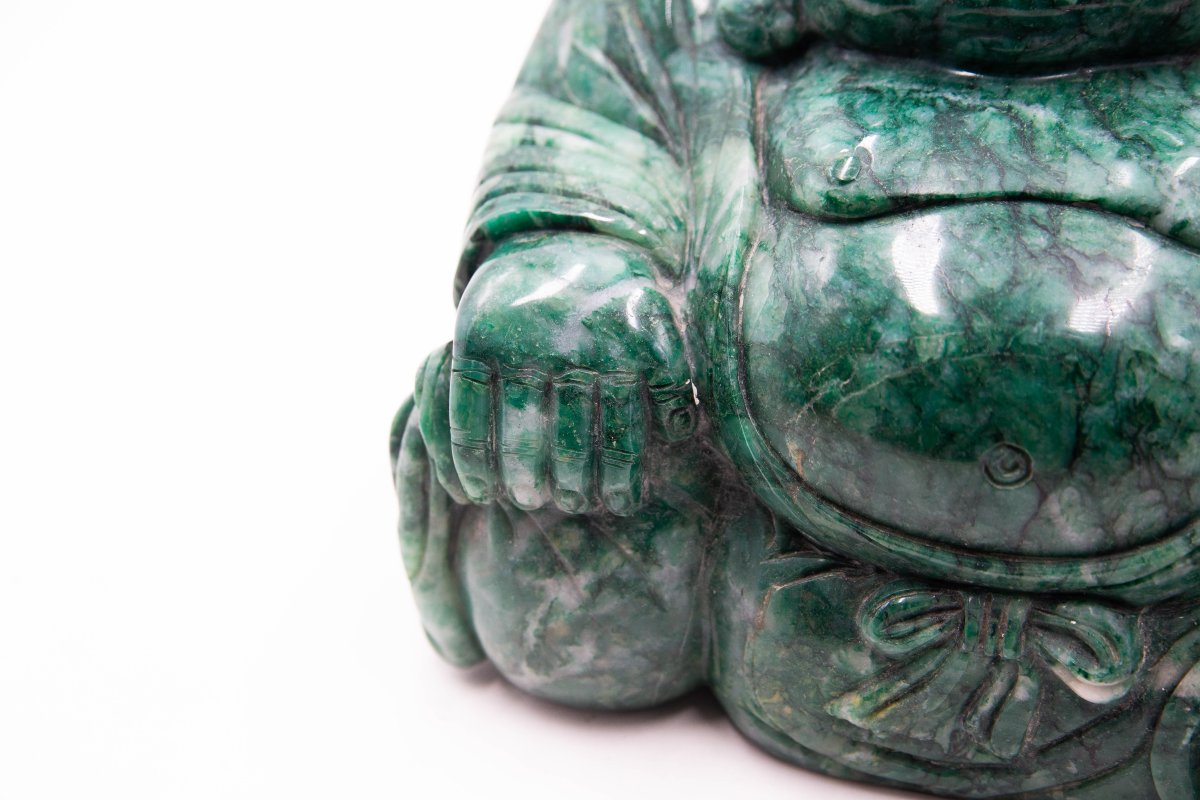 Bouddha rieur, en jade, début du XXe siècle-photo-5