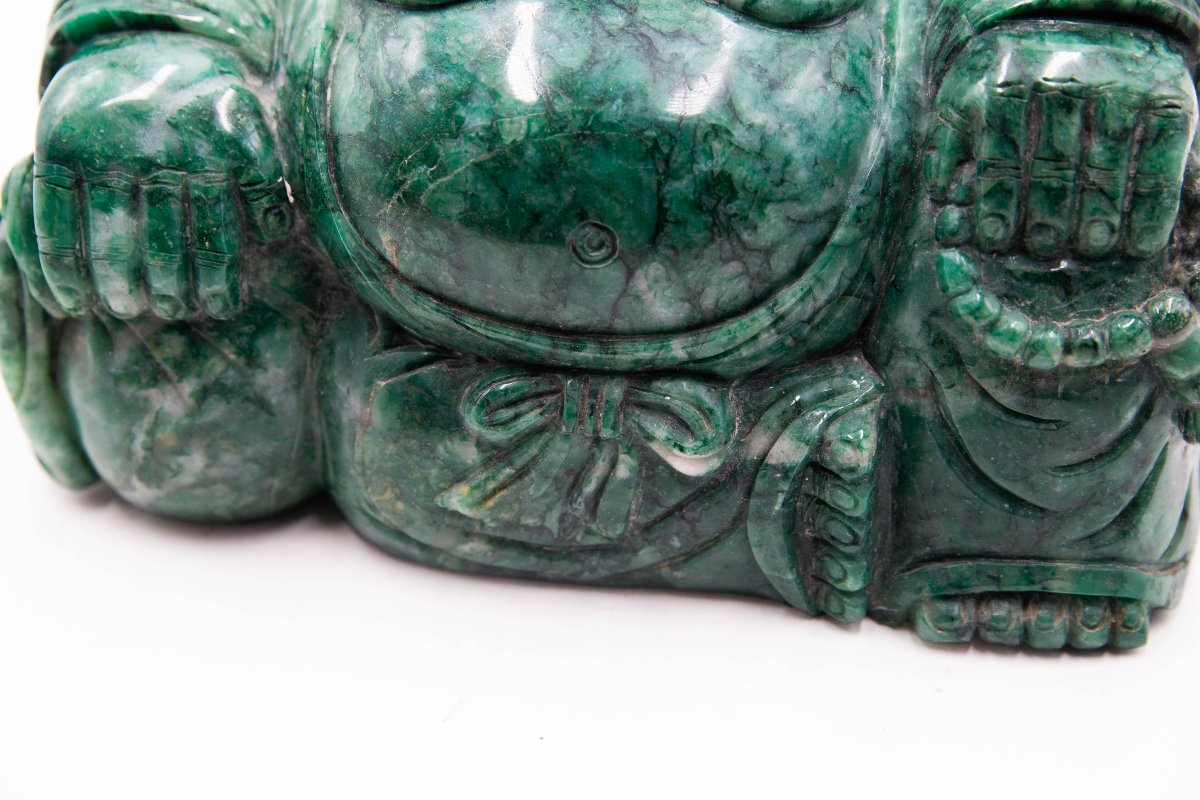 Bouddha rieur, en jade, début du XXe siècle-photo-6