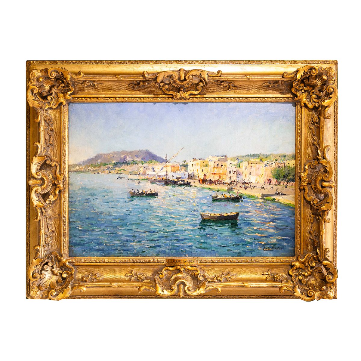 J. G. Gagliardini, « Petit port près de Toulon », huile sur toile, signée, début du XXe siècle-photo-3