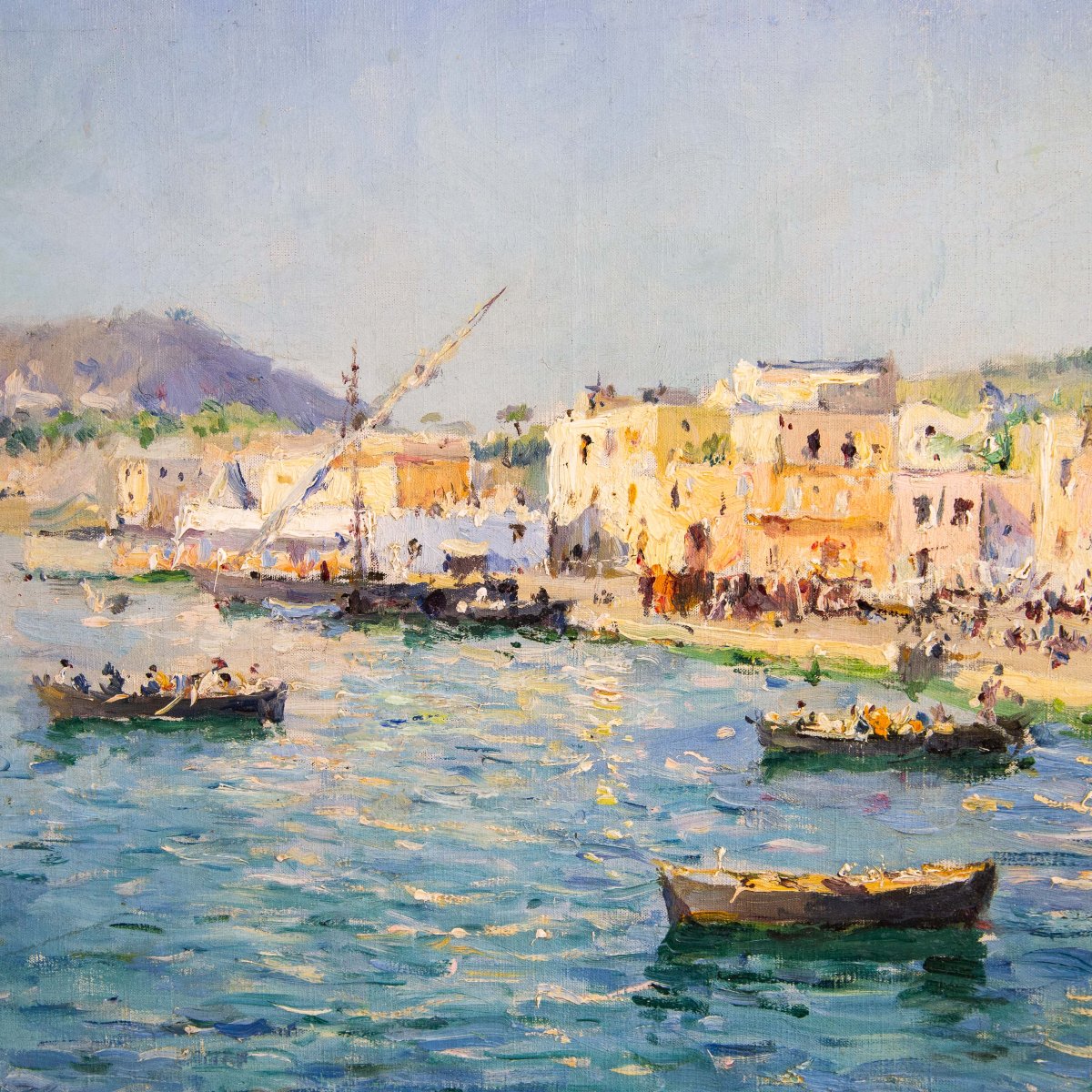 J. G. Gagliardini, « Petit port près de Toulon », huile sur toile, signée, début du XXe siècle-photo-3