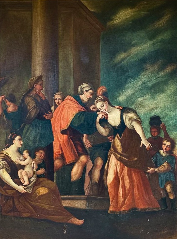 Biblical Scene, Oil On Canvas, Dated Between 1600 And 1700