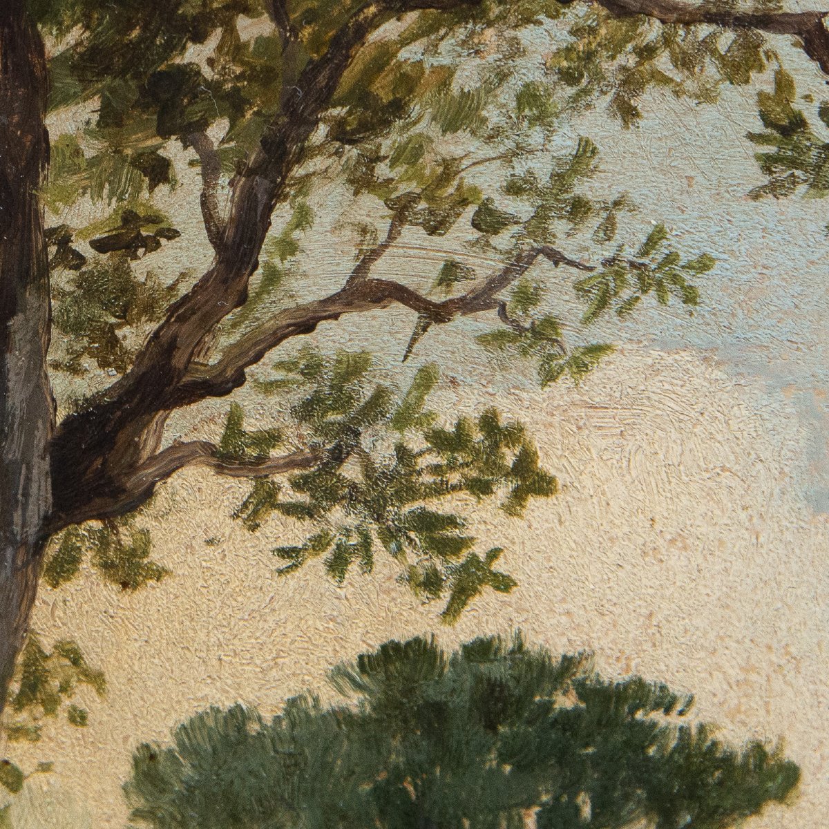 Giuseppe Camino, Oil On Paper, “landscape With Figures,” Signed, 19th Century-photo-4