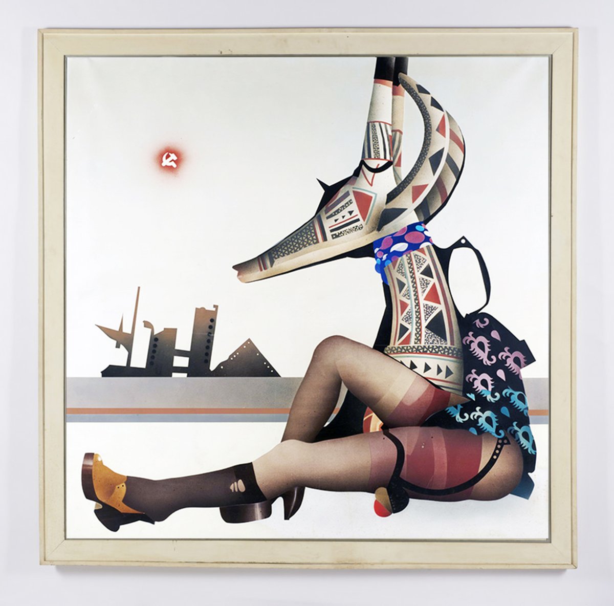 Giuseppe Guerreschi, « Jeune fille, sculpture et paysage », huile sur toile, 1975-photo-2