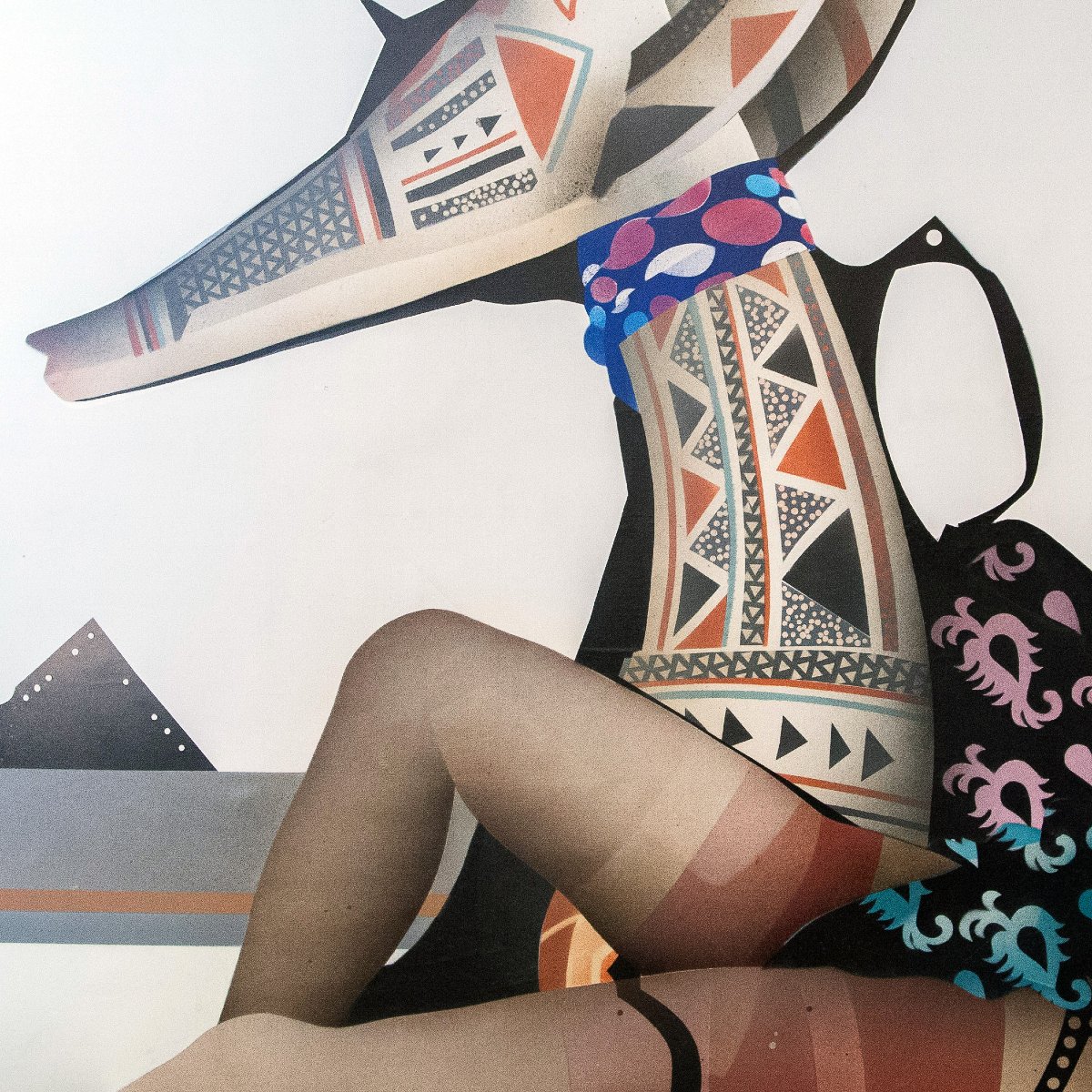 Giuseppe Guerreschi, « Jeune fille, sculpture et paysage », huile sur toile, 1975-photo-3