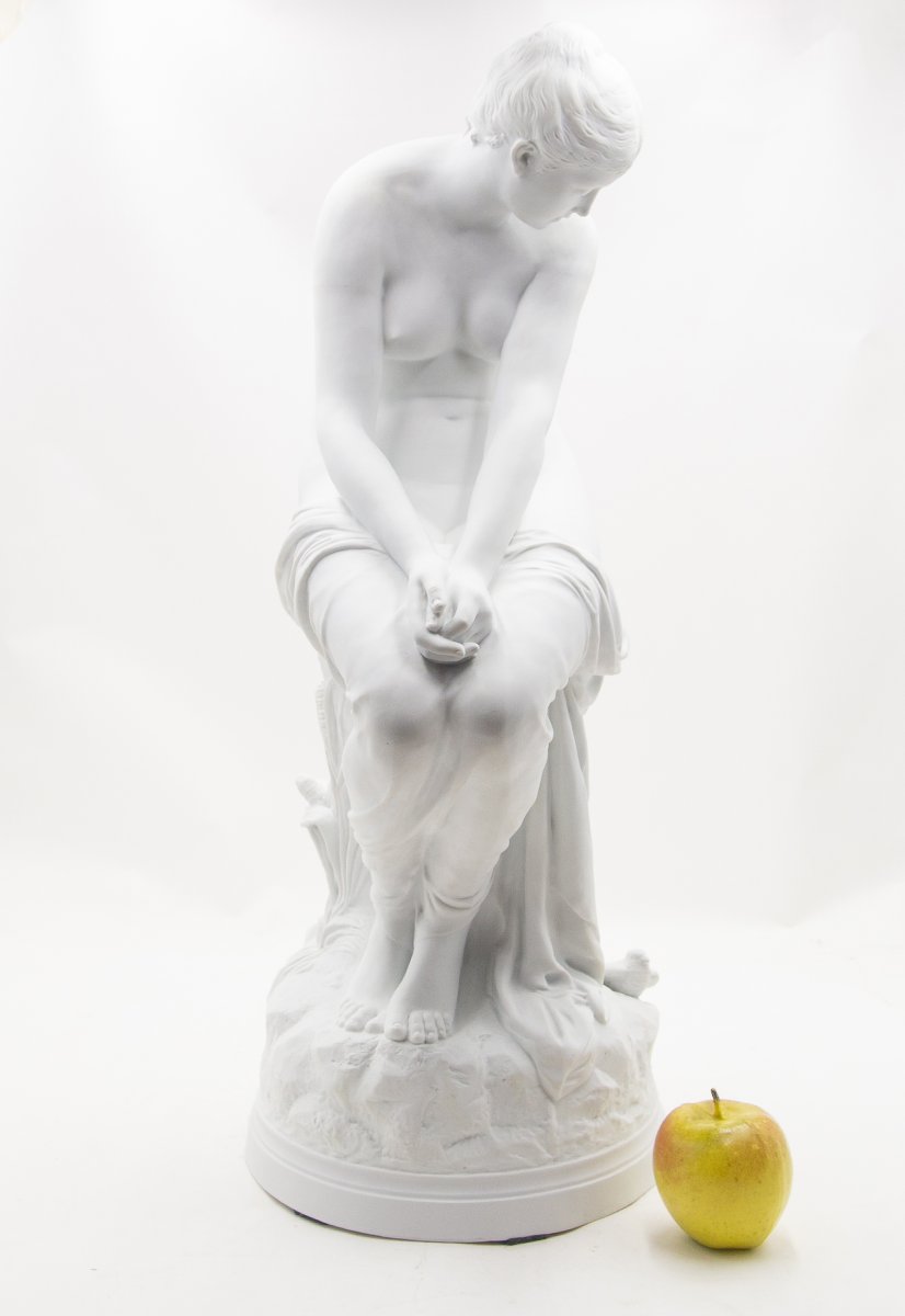 Auguste Joseph Peiffer, « Baigneuse aux hirondelles », biscuit, fin du XIXe siècle  -photo-3