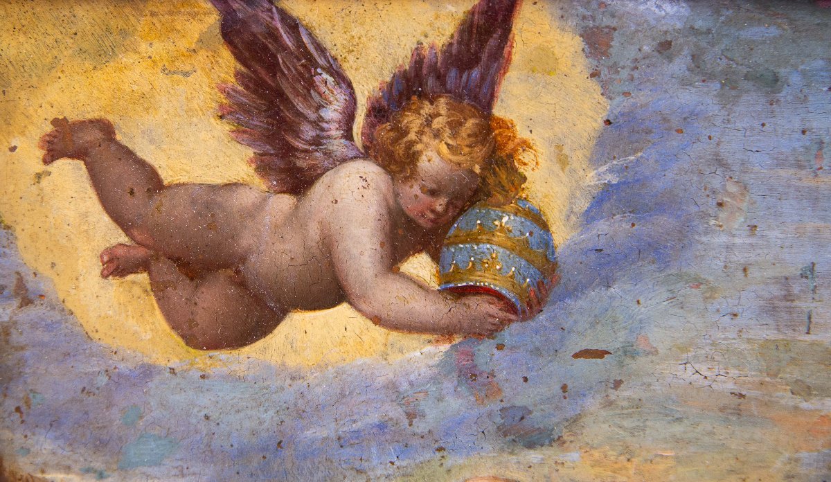 « L'extase du saint », huile sur cuivre (ramino), XVIIe siècle-photo-1