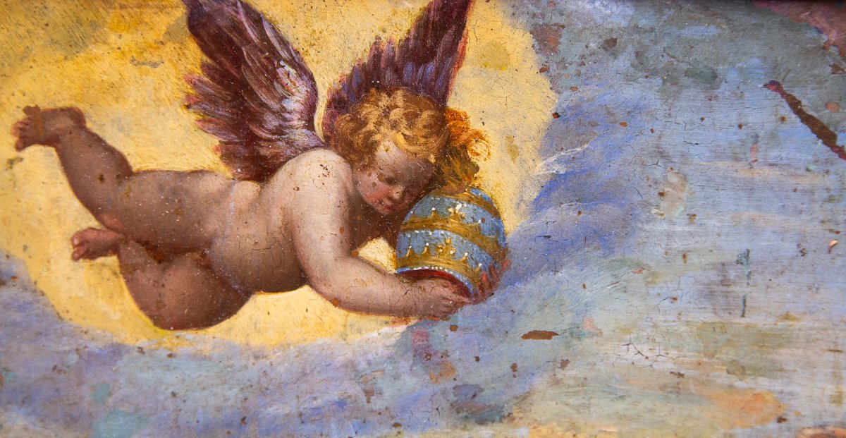 « L'extase du saint », huile sur cuivre (ramino), XVIIe siècle-photo-2