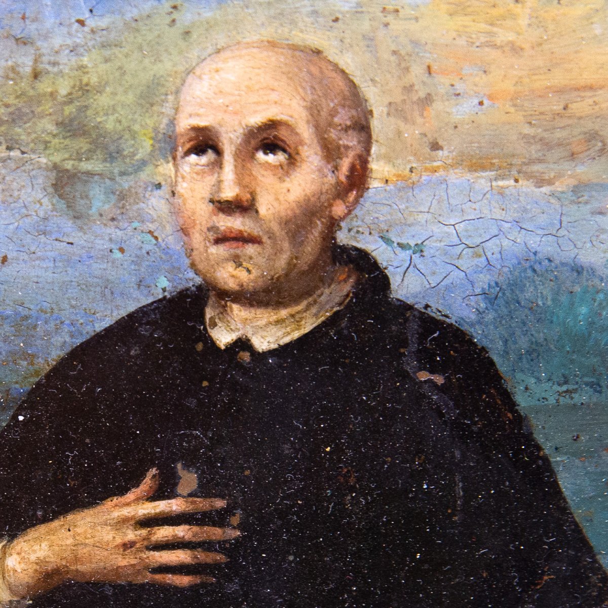 « L'extase du saint », huile sur cuivre (ramino), XVIIe siècle-photo-4