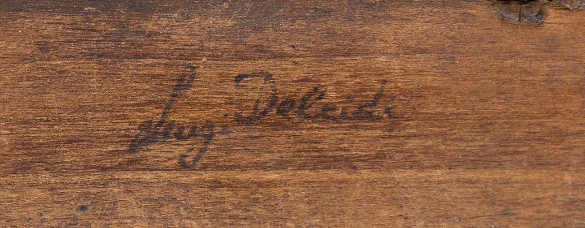 Luigi Deleidi, “landscape With Snow,” Oil On Canvas, 19th Century-photo-4