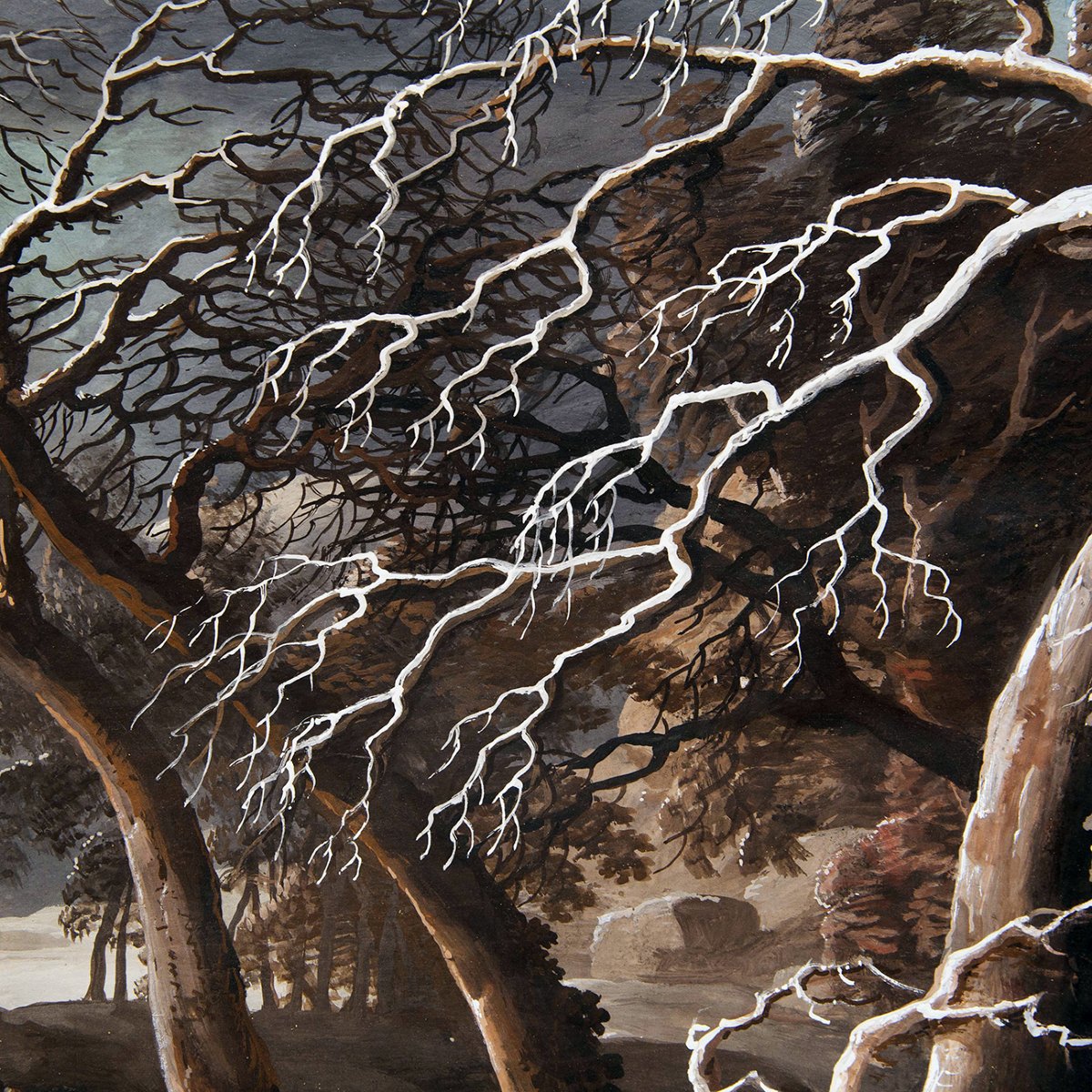 Luigi Deleidi, “landscape With Snow,” Oil On Canvas, 19th Century-photo-6