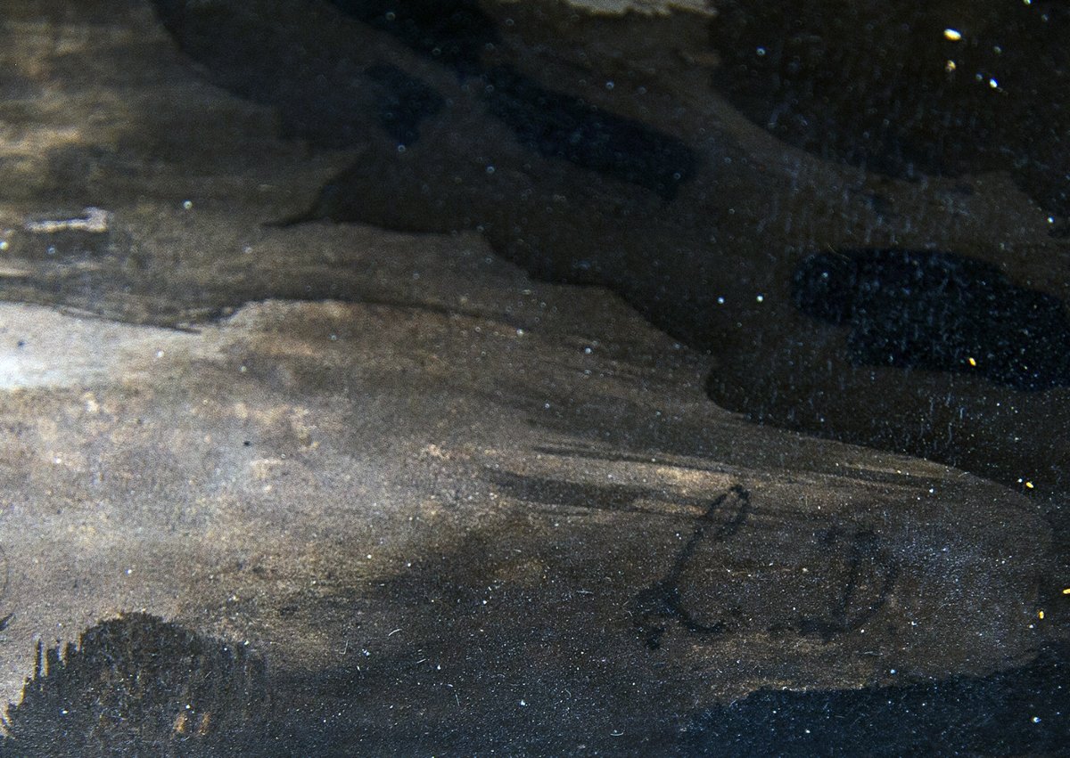 Luigi Deleidi, “landscape With Snow,” Oil On Canvas, 19th Century-photo-7