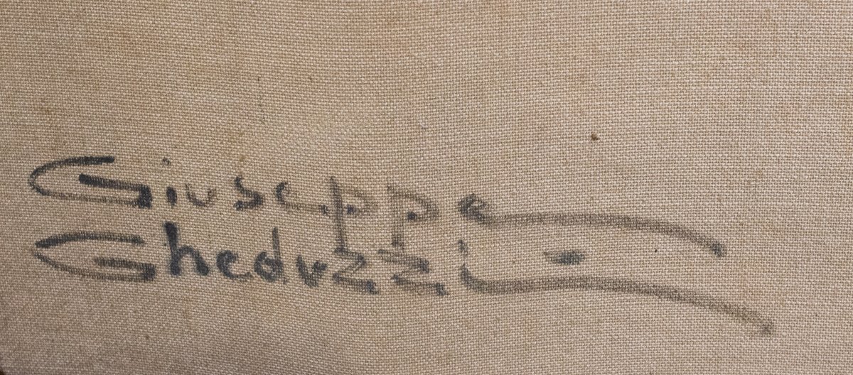 Giuseppe Gheduzzi, « Journée grise à Venise », huile sur toile, signée, début du XXe siècle-photo-2