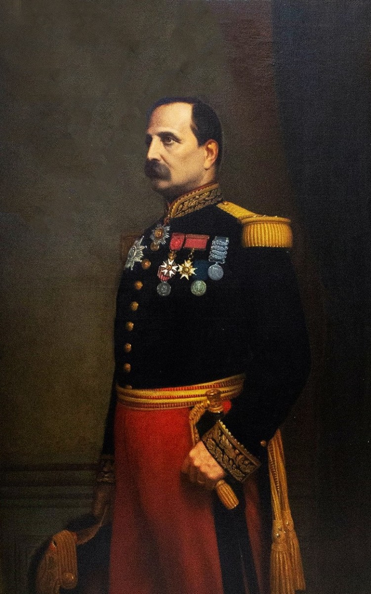 Eugène Laville, « Portrait du général Barral », signé, huile sur toile, Salon de 1869