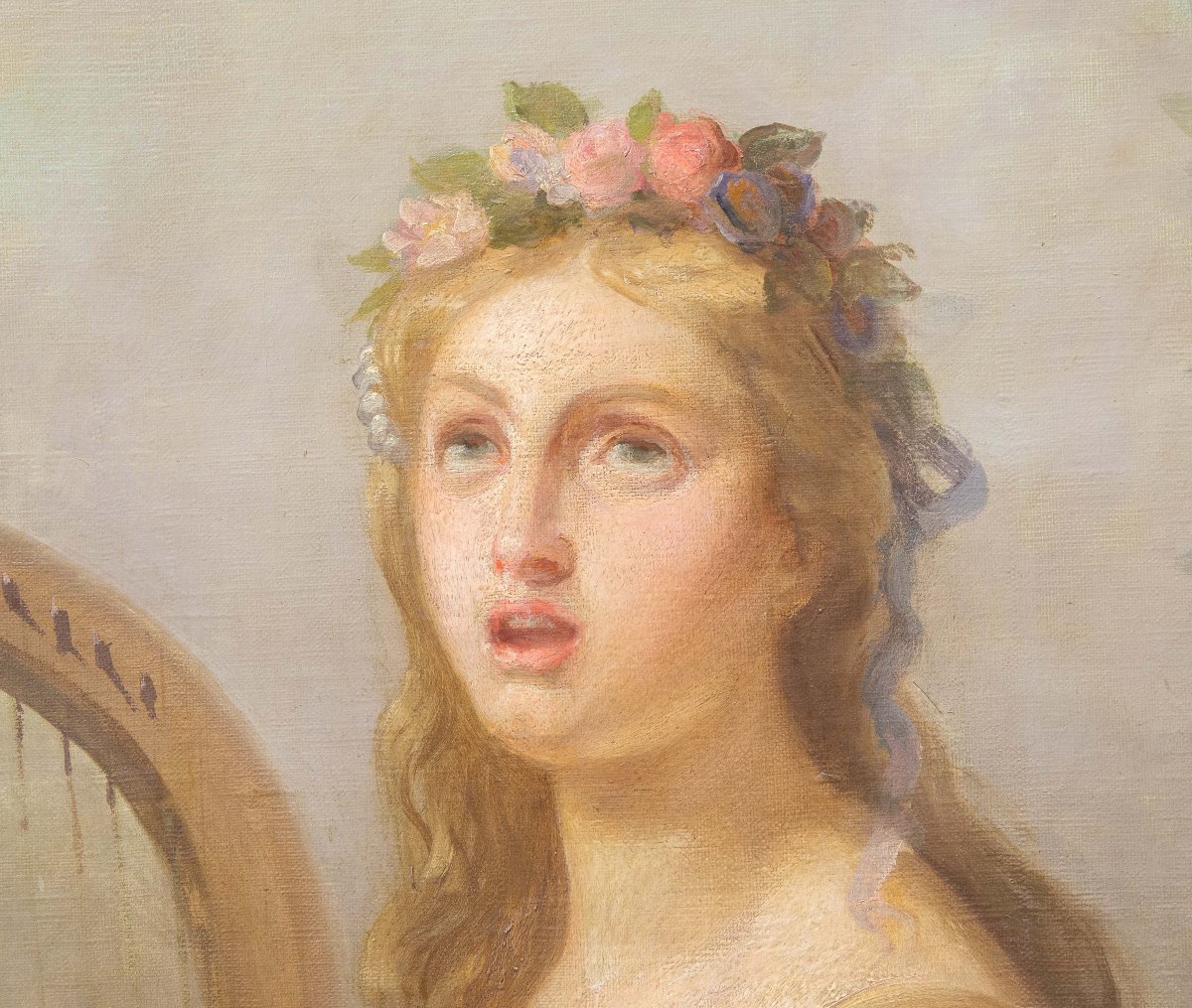 Domenico Mossello, triptyque « Cycle des Arts », huile sur toile, signé, 1874-photo-5