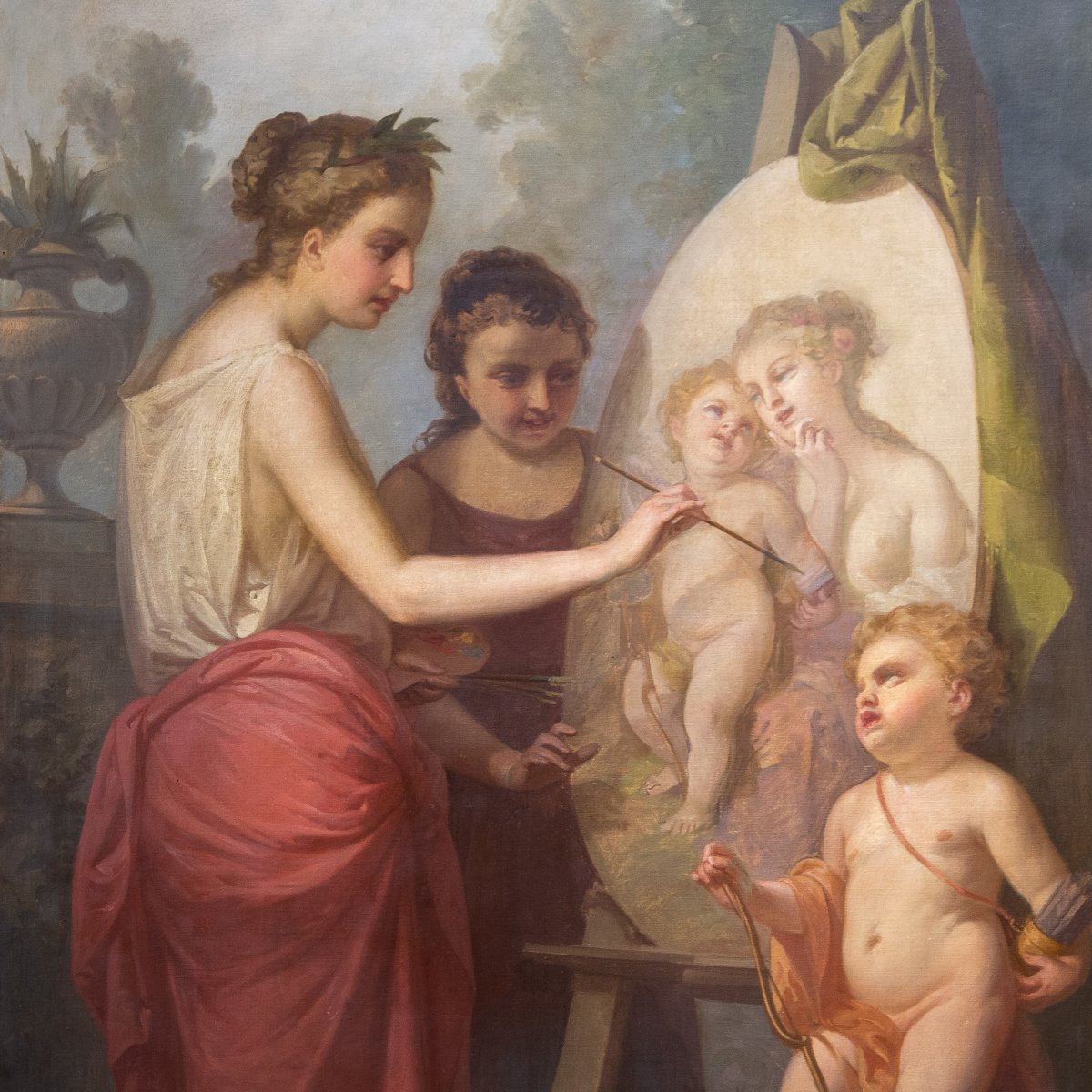 Domenico Mossello, triptyque « Cycle des Arts », huile sur toile, signé, 1874-photo-6