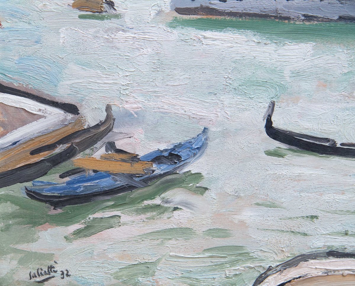 Alberto Salietti, Oil On Panel, “venice,” Signed, 1932-photo-1