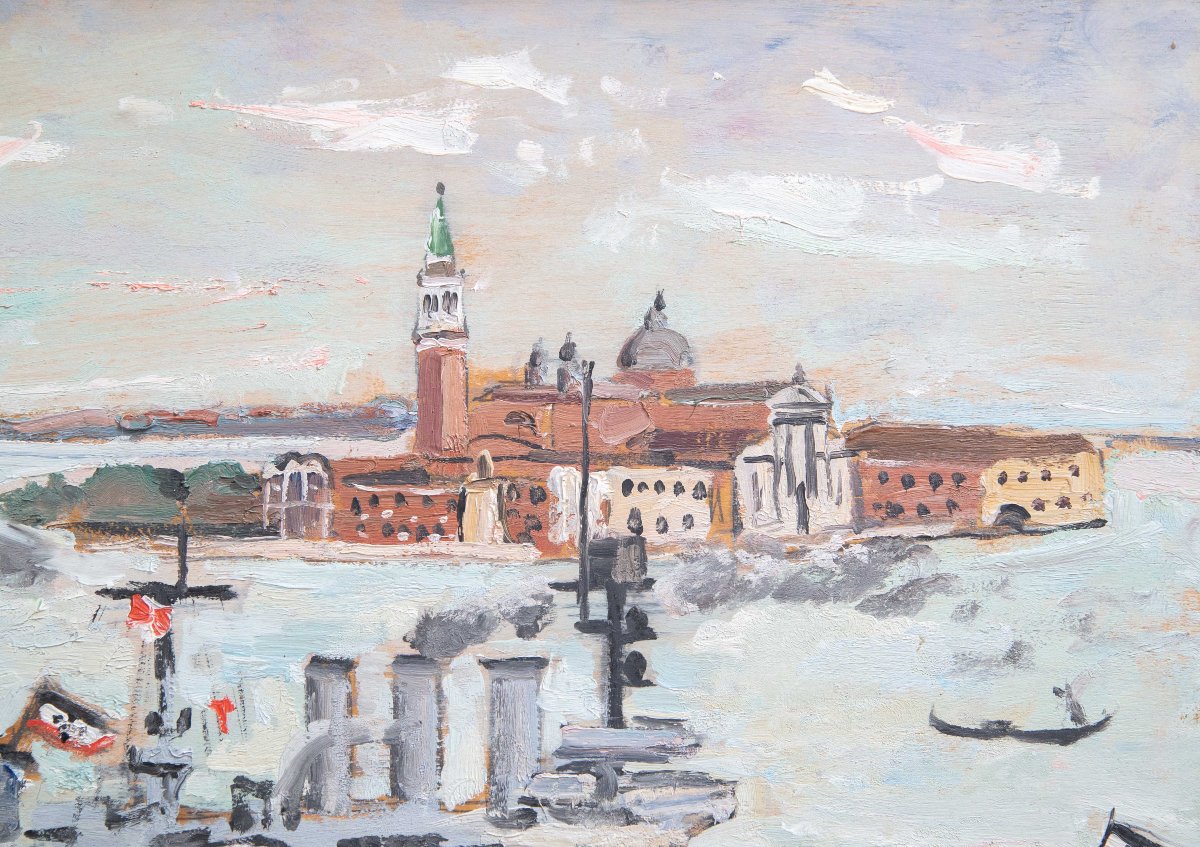 Alberto Salietti, Oil On Panel, “venice,” Signed, 1932-photo-5