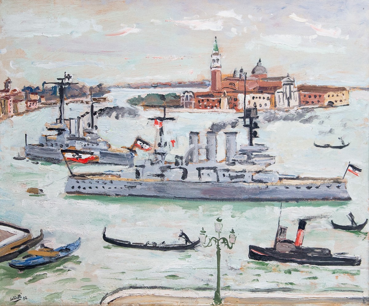 Alberto Salietti, Oil On Panel, “venice,” Signed, 1932