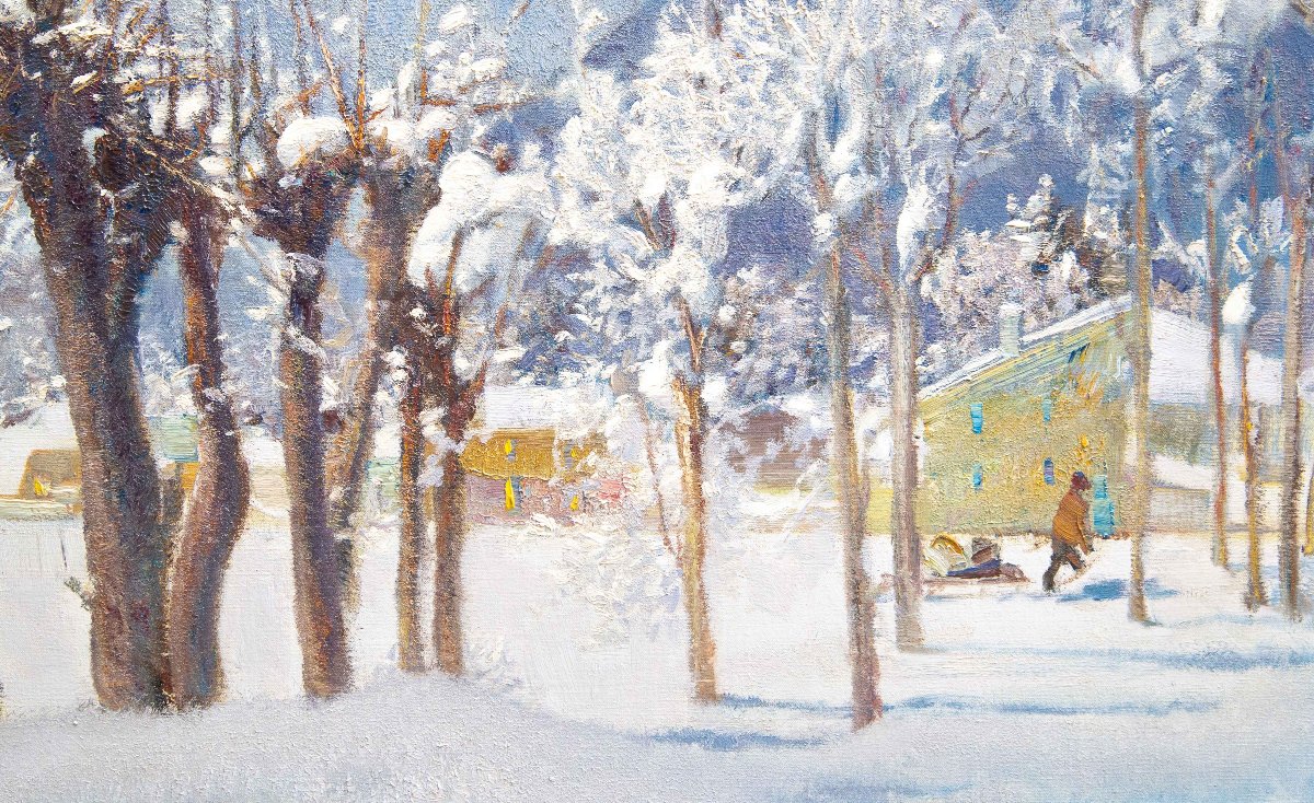 Ottorino Campagnari, “in The Vicinity Of Usseglio,” Oil On Canvas, 20th Century-photo-2