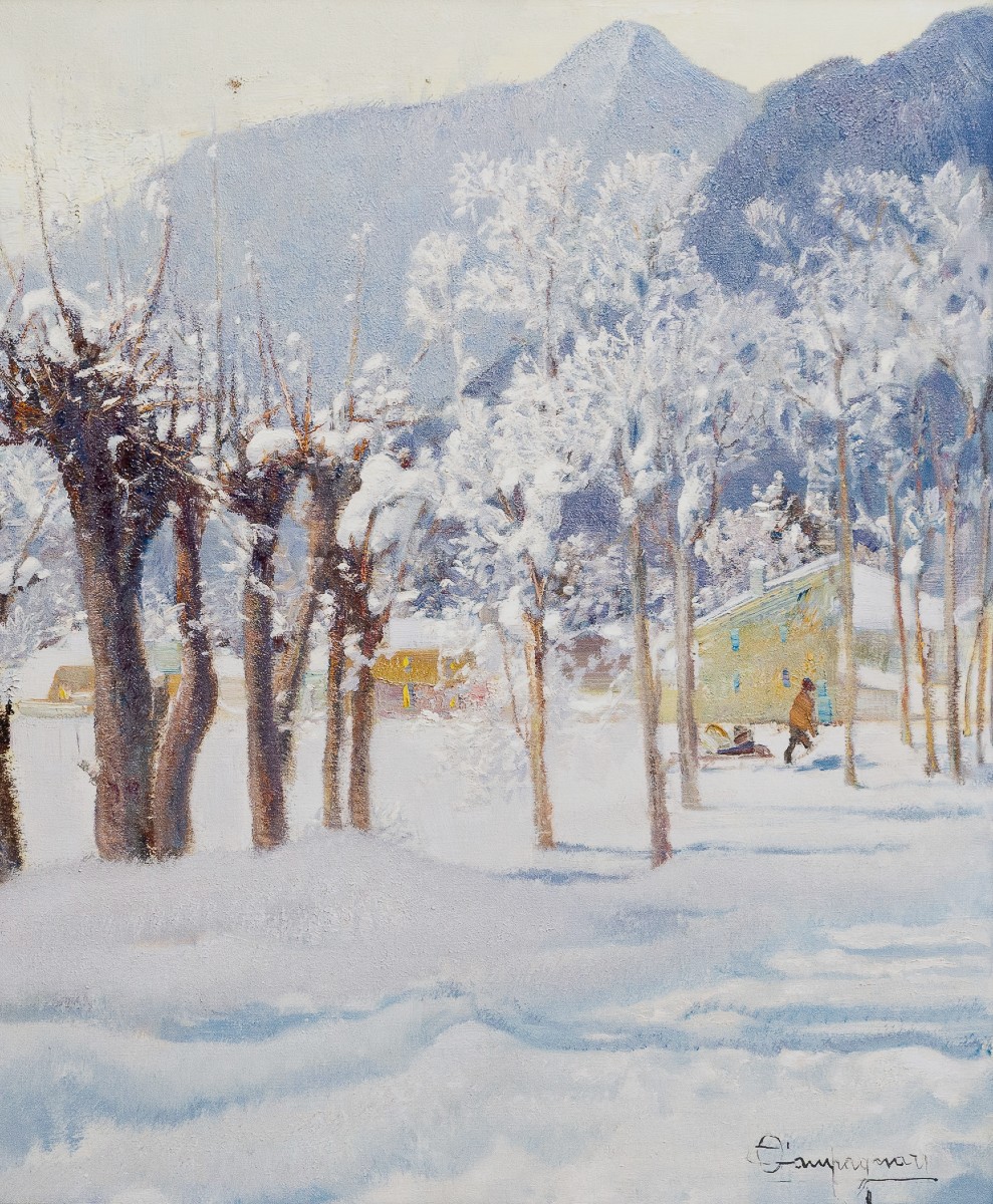 Ottorino Campagnari, “in The Vicinity Of Usseglio,” Oil On Canvas, 20th Century